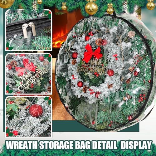 Shappy 6 Pcs 36 Inch Clear Wreath Storage Bags PVC Waterproof, Black - Image 3