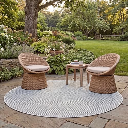 SAFAVIEH Courtyard Outdoor Round Rug 10', Grey & Navy CY8521-36812 by Unknown