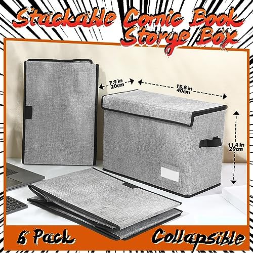 Chuangdi 6 Pcs Comic Book Storage Boxes,Gray - Image 2