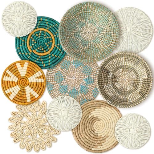 Tatuo 11 Pcs Boho Wall Basket Decor Woven Wall Hanging Art, Bright by Tatuo
