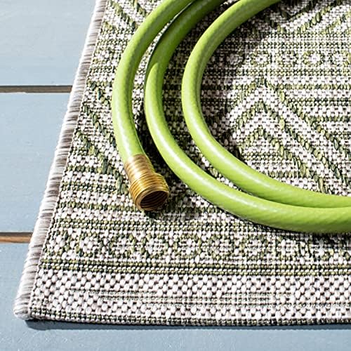 SAFAVIEH Washable Rug Outdoor Courtyard Collection - 4' x 5'7", Grey & Olive Green, Non-Shedding & Easy Cleaning, Ideal for Patio, Backyard, Mudroom (CY8196-37912) - Image 3