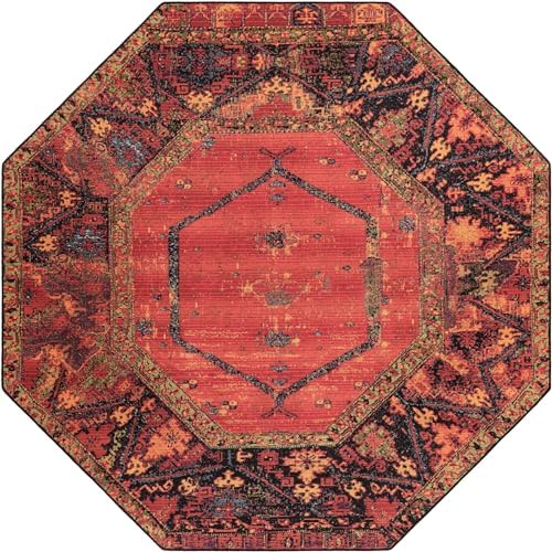 Unique Loom Outdoor Tribal Collection Area Rug - Quepos (7' 1" Octagon Multi/Black) - Image 3
