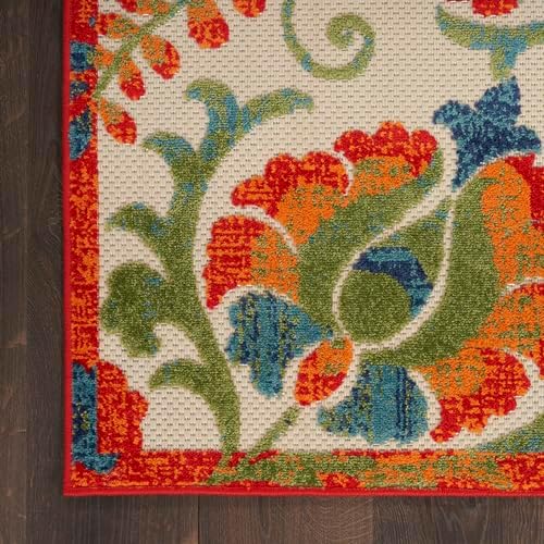 Nourison Home Aloha Red Multicolor 2' x 6' Area Rug - Easy Clean, Non Shedding, Bed Room, Living Room, Dining Room, Kitchen (6' Runner) - Image 4