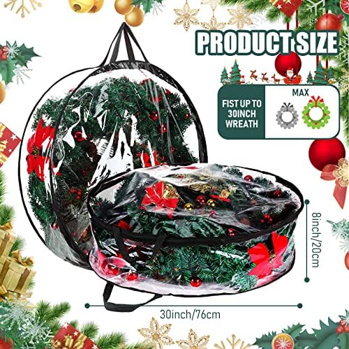 Shappy 10 Pieces Wreath Storage Bags 30 Inch Dual Zippers,Clear, Black - Image 3