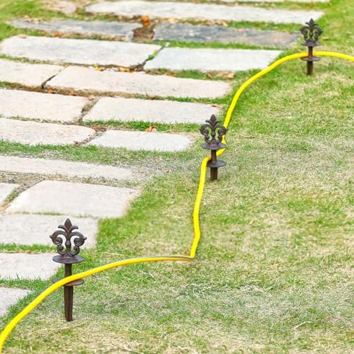 Set of 3 Vintage Brown Cast Iron Hose Guide Stakes - Image 4