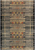 Liora Manne Marina Indoor/Outdoor Power Loomed Synthetic Blend Low Profile Area Rug - Traditional Geometric Casual Southwestern Colorful (Tribal Stripe Black) (3'11" x 5'10") by LushDecor