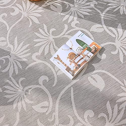 Gertmenian Indoor/Outdoor Kona Coast by Reyn Spooner Rug - 6x9 Medium, Stain & UV Resistant, Ideal for Deck, Patio, Poolside Rooms - Floral Vines, Gray Cream, 46679 - Image 5