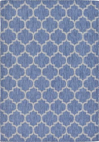 Unique Loom Outdoor Trellis Collection Area Rug (7' 1" x 10' Rectangle, Navy Blue/ Ivory) by UniqueLoom