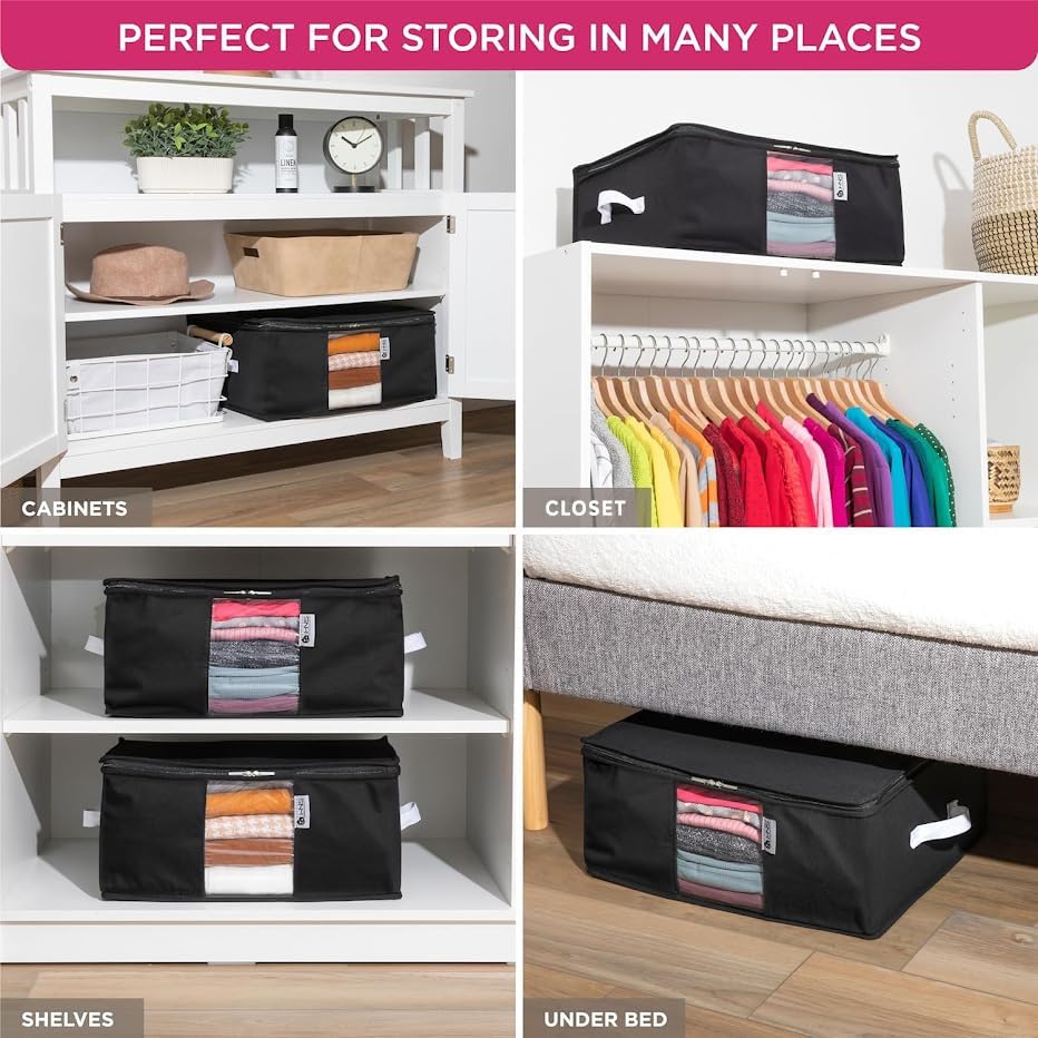 Cedar Clothes Storage Bag Organizer, Protects From Moths, Set of 2, Black - Image 5