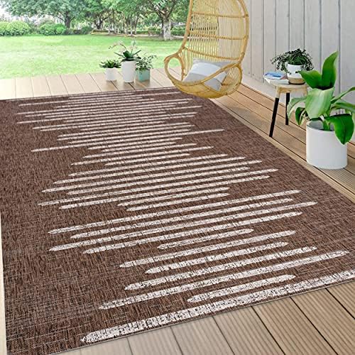 JONATHAN Y Stripe Geometric Indoor Outdoor Area Rug 5X8 Brown/Beige, Zolak Berber for Backyard, Patio, Porch, Easy-Cleaning, High Traffic, Pet-Friendly, Non-Shedding (SMB124B-5) - Image 4