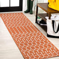 Eyely Moroccan Woven Runner Rug 2X10 Orange/Cream, Indoor Outdoor Rug by eyely