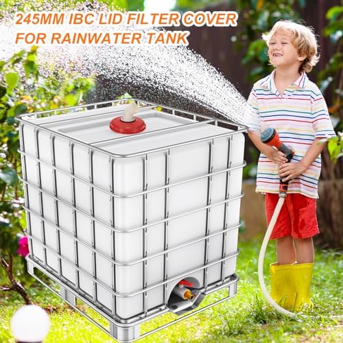 PATIKIL 45° IBC Lid Filter Cover 245mm Plastic Ton Barrel Cover with Washable Nylon Filter IBC Tote Hose Adapter IBC Tank Container for Rainwater Tank Rain Tank 1000L IBC Tank, Red White - Image 6