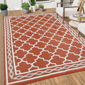 GAOMON Outdoor Plastic Straw Rug, 10'x20' Reversible Sage Green Patio Mat, Flower Modern Design for RV, Backyard, Deck, Camping, Picnic, Orange/White(Geometric) by GAOMON