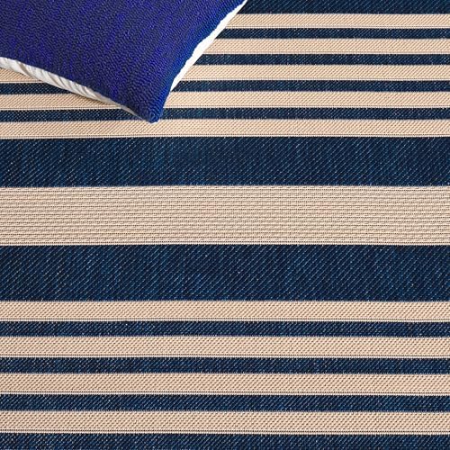 SAFAVIEH Courtyard Outdoor Runner Rug 2'3"x18', Navy & Beige CY6062-268 - Image 4
