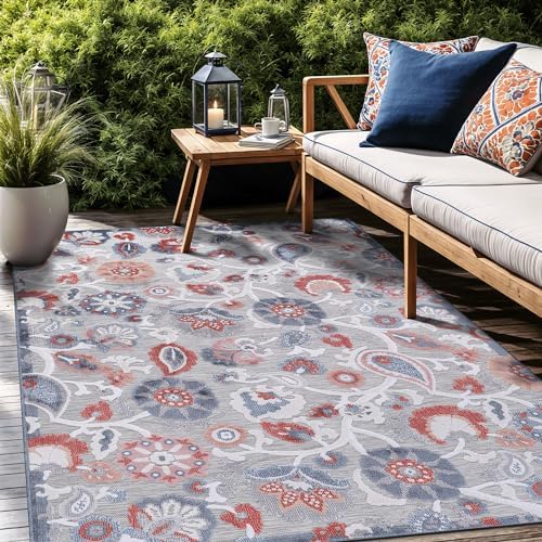 Luul Home Floral Indoor Outdoor Rugs 10x14 Large Area Rug for Living Room, Patio Decor, Kitchen, and Entryway Rug, Washable Stain Resistant Outside Carpet Multi 10 x 14 by Unknown