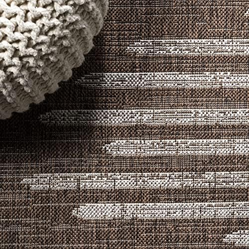 JONATHAN Y Stripe Geometric Indoor Outdoor Runner Rug 2X10 Brown/Beige, Zolak Berber for Backyard, Patio, Porch, Easy-Cleaning, High Traffic, Pet-Friendly, Non-Shedding (SMB124B-210) - Image 3