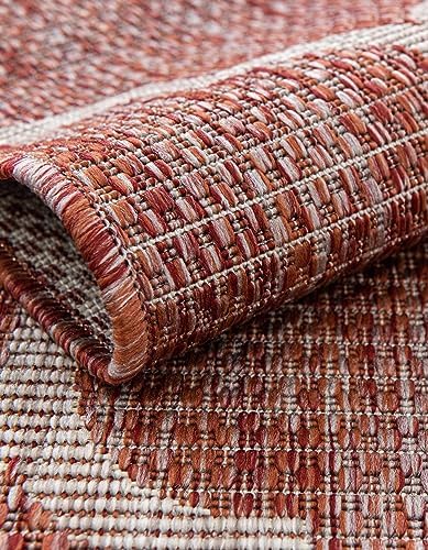 Unique Loom Outdoor Trellis Collection Area Rug - Trellis (Square 13' 0" x 13' 0", Rust Red/ Ivory) - Image 4
