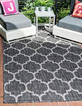 Unique Loom Outdoor Trellis Collection Area Rug (7' 10" x 10' Rectangle Black/Ivory) by UniqueLoom