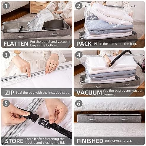 TAILI Under Bed Vacuum Storage Bags for Comforters and Blankets, Save 80% Space, Large Capacity Foldable Under Bed Storage Box for Quilts Pillow Blankets Linen, 41" x 17.7" x 6", Jumbo Vacuum Seal - Image 7