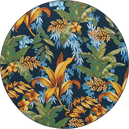 Unique Loom Outdoor Botanical Collection Area Rug - Calypso (10' Round, Multi/ Light Blue) - Image 3