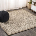 Eyely Filigree Weave Square Rug 5X5 Beige/Brown, Indoor Outdoor Rug by eyely