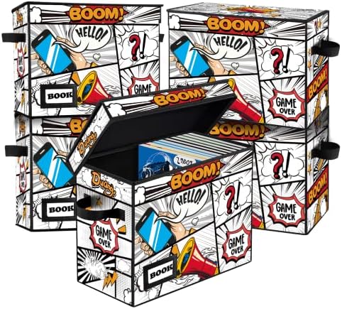 5 Pack Collection Comic Book Storage Boxes, Protector Organizer 15.8" X 7.8" X 11.8" Collapsible Short Box Holds 160-180 Comic Book Heavy Duty Bin Container Holder Shelf by YNSZAS
