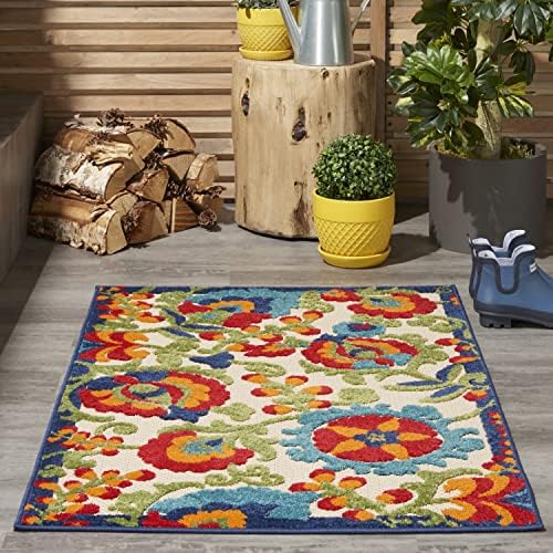 Nourison Home Aloha Multicolor 2'8" x 4' Area Rug - Easy Clean, Non Shedding, Bed Room, Living Room, Dining Room, Kitchen (3' x 4') by NourisonHome
