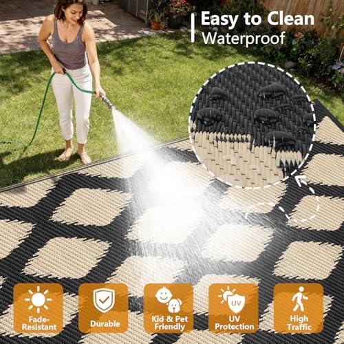 COOLTOP Outdoor Rug 9x12, Waterproof Outdoor Rugs 9x12 for Patios Clearance - Image 4