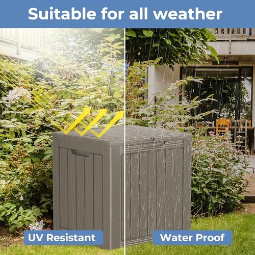 35 Gallon Resin Deck Box Waterproof Outdoor Storage Box for Patio Furniture Pool Accessories Indoor Storage for Cushion Garden Tools, Gray - Image 4