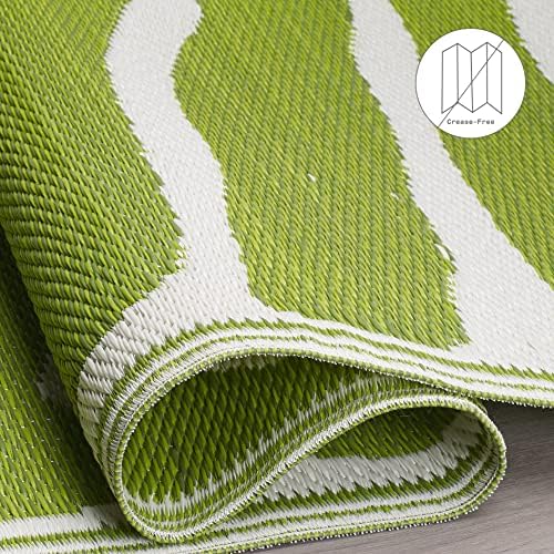 Fab Habitat Outdoor Rug - Waterproof, Fade Resistant, Crease-Free - Premium Recycled Plastic - Tropical Leaf Botanical - Large Patio, Deck, Sunroom, Camping, RV - Hilo - Green - 6 x 9 ft - Image 5