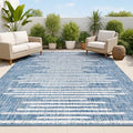 JONATHAN Y Stripe Geometric Indoor Outdoor Area Rug 3X5 Blue/Ivory, Zolak Berber for Backyard, Patio, Porch, Easy-Cleaning, High Traffic, Pet-Friendly, Non-Shedding (SMB124C-3) by JONATHANY