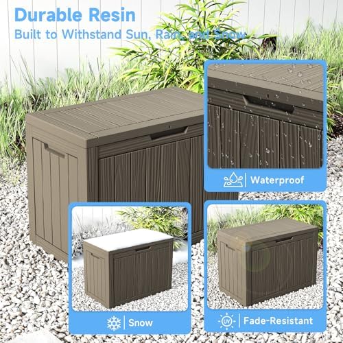 Vixzen 55 Gallon Deck Boxes Outdoor Waterproof, Lockable Resin Storage Box with lid for Furniture Cushions, Weatherproof Containers Outside Storage Boxes for Garden Patio Pool Tools(Grey, 50 Gallon) - Image 5