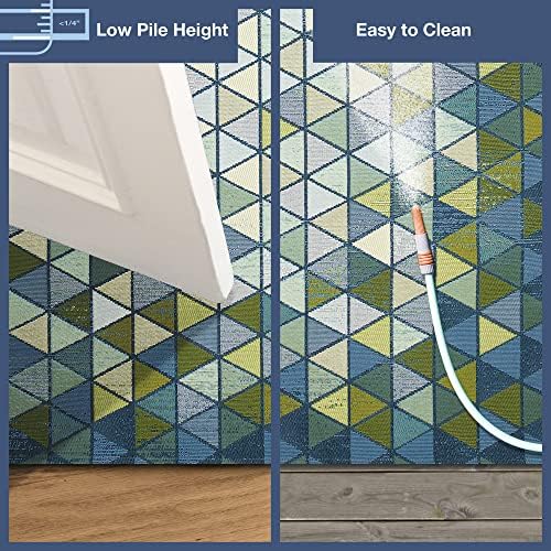 Liora Manne Marina Indoor/Outdoor Power Loomed Synthetic Blend Low Profile Area Rug - Transitional Contemporary (Triangle Border Grotto) (7'10" x 9'10") - Image 3