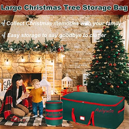2Pcs Christmas Tree Storage Bag Set,Heavy Duty Tree Bag Fit Up to 7.5 ft Artificial Disassembled Trees with Durable Handles,Waterproof Tear-proof Xmas Tree and Ornaments Storage Bag - Image 3