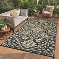 GAOMON 9x12 Waterproof Outdoor Rug for Patio Reversible Plastic Straw Rug Easy to Clean Vintage Floral Picnic Rug Fold Portable Carpet for Patio RV Deck Balcony Backyard Cmping Beach, Black Brown by GAOMON