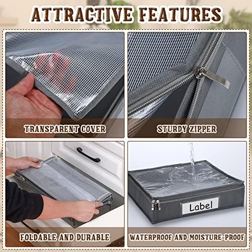 Panelee 6 Pcs 14x12x3'' Sweater Storage Bag with Easy Gliding Zipper, Gray - Image 3