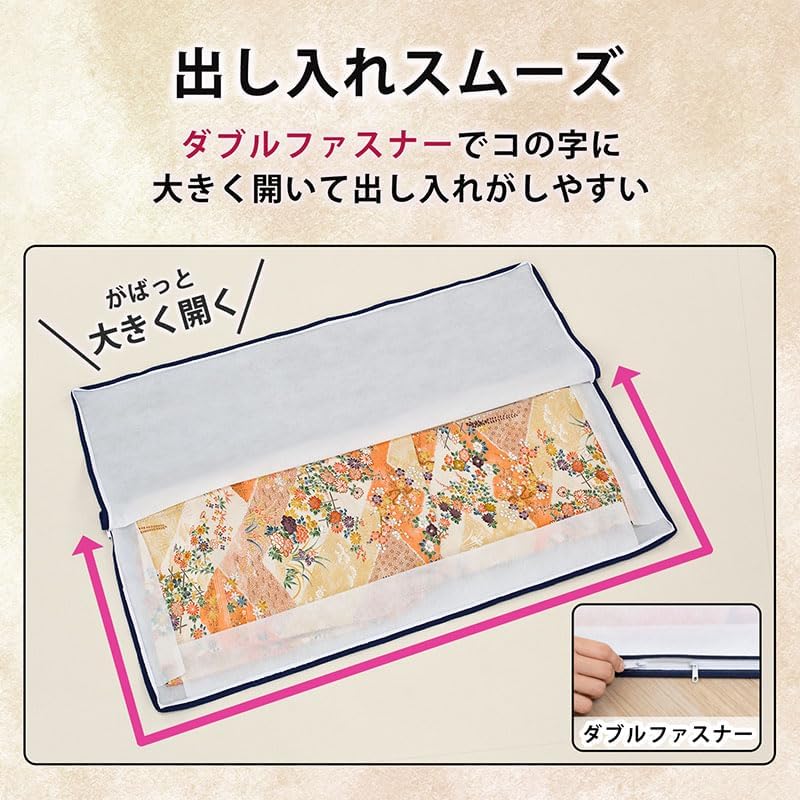 Astro 173-16 Kimono Storage Case, 3-Way Opening, 15 Pieces, No Window, Breathable Non-woven Fabric, Protects Against Dirt From Moisture and Dust, Zipper, Kimono, Storage Bag, Furisode, Coming-of-Age - Image 4