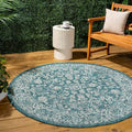 JONATHAN Y Weave Floral Indoor Outdoor Round Area Rug 5 Ft Teal/Gray, Tela Bohemian Textured for Backyard, Patio, Porch, Easy-Cleaning, High Traffic, Pet-Friendly, Non-Shedding (SMB100C-5R) by JONATHANY