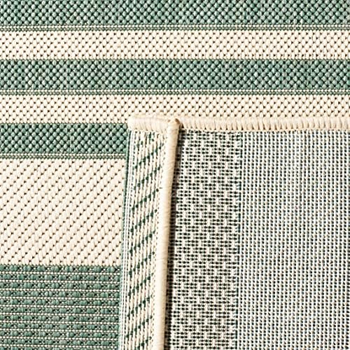 SAFAVIEH Washable Rug Outdoor Courtyard Collection - 2'3" x 20' Runner, Beige & Dark Green, Non-Shedding & Easy Cleaning, Ideal for Patio, Entryway, Mudroom, Hallway, Kitchen (CY6062-322) - Image 5