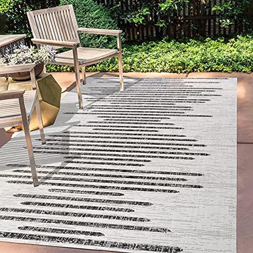 JONATHAN Y Stripe Geometric Indoor Outdoor Area Rug 5X8 Ivory/Black, Zolak Berber for Backyard, Patio, Porch, Easy-Cleaning, High Traffic, Pet-Friendly, Non-Shedding (SMB124D-5) - Image 3