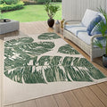 Paco Home Tropical Outdoor Rug Jungle Leaves Design for Patio in Green Beige, Size: 2'8" x 4'11" by PacoHome