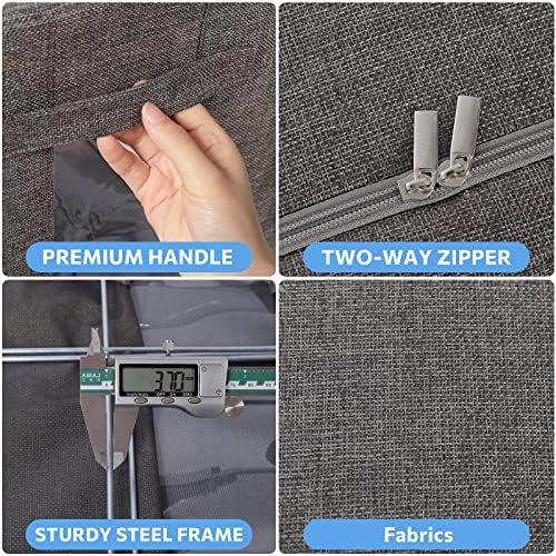 CYhom 3Pack Foldable Storage Bins - Frame Storage Box Linen Fabric Stackable Clothes Container Organizer with Clear Window & Carry Handles Large Capacity (Extra Large-100L, Dark Gray) - Image 4