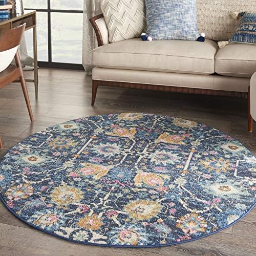 Nourison Home Passion Navy 4' x Round Area Rug - Easy Clean, Non Shedding, Bed Room, Living Room, Dining Room, Kitchen (4' x Round) by NourisonHome