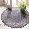 Unique Loom Outdoor Border Collection Area Rug - Floral Border (10' 8" Round, Charcoal Gray/ Beige) by UniqueLoom