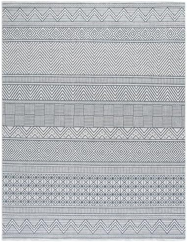 SAFAVIEH Courtyard Collection 8' x 10' Ivory/Navy CY8196 Indoor/ Outdoor Waterproof Easy Cleaning Patio Backyard Mudroom Area Rug - Image 2