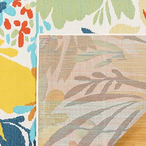 Gertmenian Premium Indoor/Outdoor Loop Area Rug - 6x9 Medium, Durable, Easy-Cleaning & Non-Shedding, Ideal for High Traffic Areas in Deck Patio or Mudroom - Floral Leafs, Multi, 19483 - Image 4