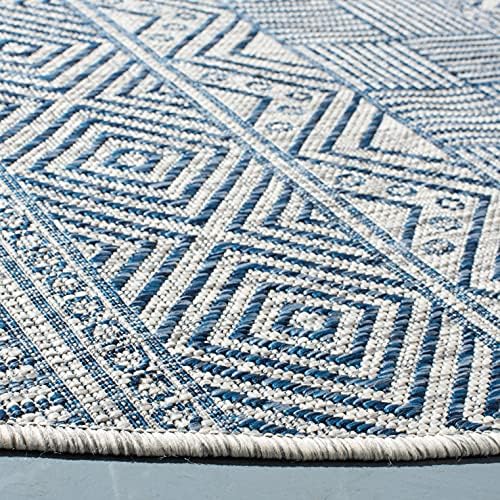 SAFAVIEH Washable Rug Outdoor Courtyard Collection - 7'10" Round Grey & Navy, Non-Shedding & Easy Cleaning, Ideal for Patio, Backyard, Mudroom (CY8196-36812) - Image 3