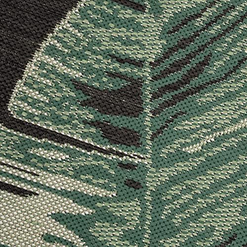 Paco Home Tropical Outdoor Rug Jungle Leaves Design for Patio in Black Green, Size: 4' x 5'7" - Image 2
