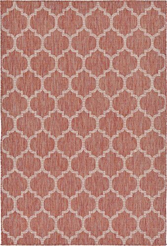 Unique Loom Outdoor Trellis Collection Area Rug (6' 1" x 9' Rectangle, Rust Red/ Ivory) - Image 3