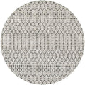 Eyely Moroccan Woven Round Rug 6 Ft Light Gray/Black, Indoor Outdoor Rug by eyely
